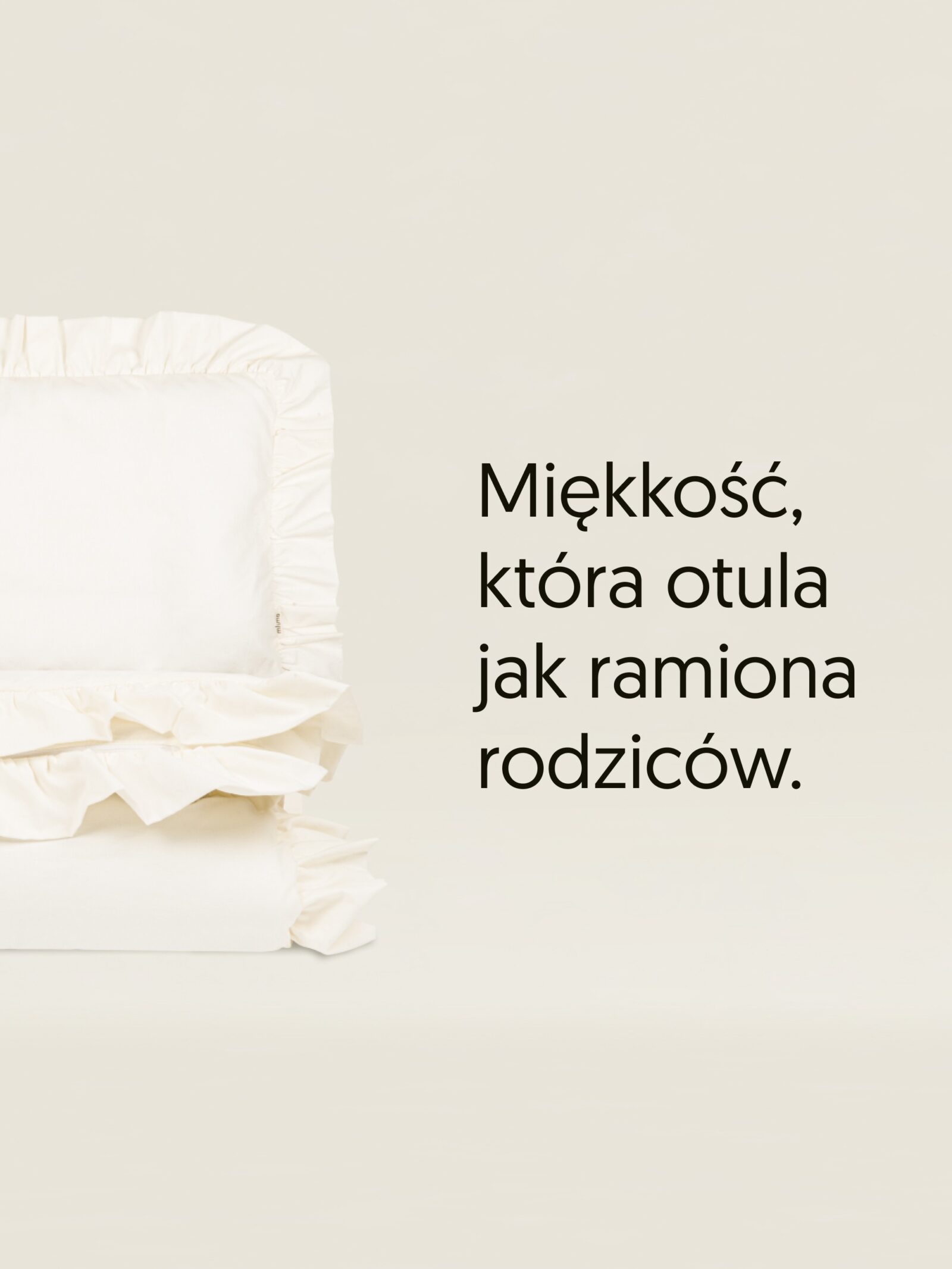 „Pościel bawełniana Mlumo naturalna z falbanką, jasny ecru, fragment zestawu”
