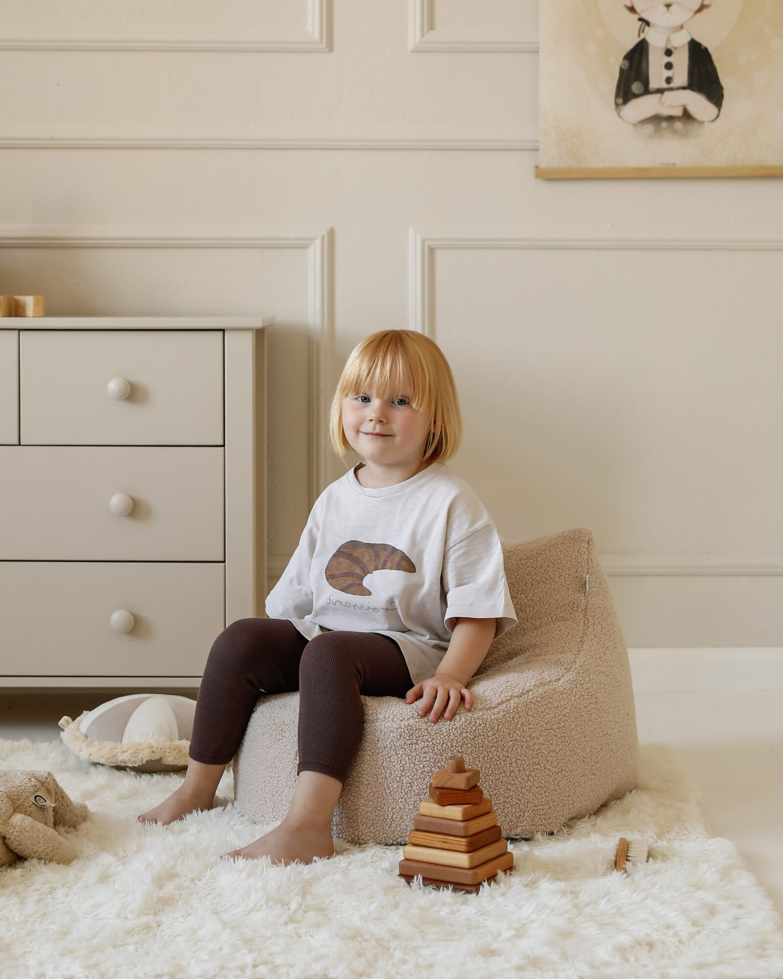 Pufa w domowej aranżacji. Pufa Bean Bag Teddy Latte.